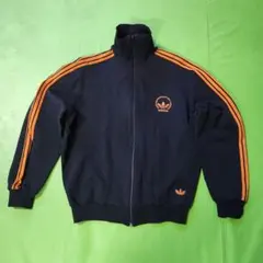 adidasデサント70s80sトラックジャケットブラックオレンジ