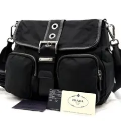 美品✨プラダ ショルダーバッグ ナイロン サフィアーノ 三角ロゴ ギャランティ付