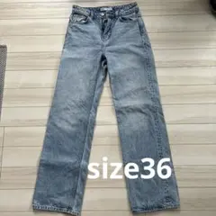 ZARA ストレートフィット ハイライズフルレングス デニムパンツsize36のサムネイル