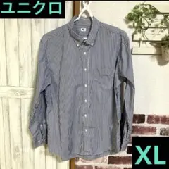 ユニクロ　ブラウス　シャツ　ネイビー　XL