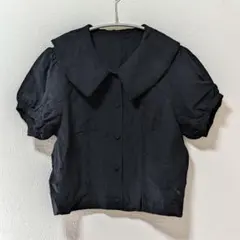 ​【美品】アンクルージュ ビッグカラー レース ブラウス 半袖 黒 M 地雷系のサムネイル