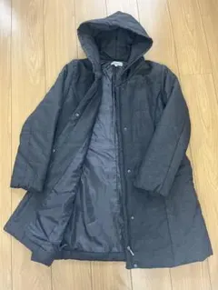 【タイムセール11/14迄】 ダークグレー フード付き キルティングジャケット