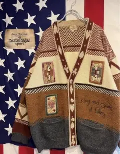 日本製 カステルバジャック シルク混 ウールニット 春物カーディガン トランプ柄