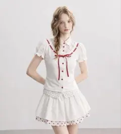Lumignon Cherry scarf peplum top【レッド】 - メルカリ