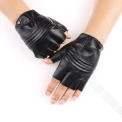 レザーグローブ　半指グローブ　PU革グローブ　おしゃれ手袋 送料無料