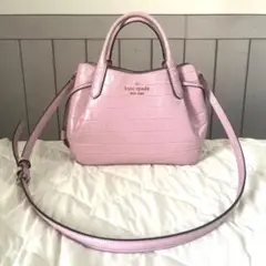Kate Spade ライトピンク クロコ風　ハンドバッグ ショルダーバッグ