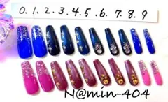 404 ネイルチップ　0〜9番　両手20本　デコパーツ　ハンドメイド　N@min