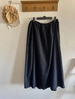 黒色ロングスカート フレアスカート ウエストゴム カジュアル　XL 大きいサイズ