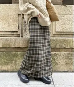 DouDou チェックマーメイドフレアスカート