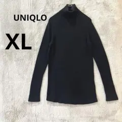 美品 UNIQLO XL ブラック メリノ リブタートルネック セーター ニット