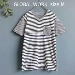 GLOBAL WORK ボーダーTシャツ ブルー