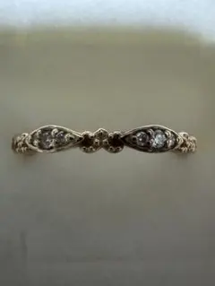 レア】agete アガット K10 白珊瑚 透かしリング 11号 初期デザイン