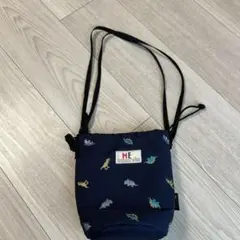 恐竜柄 ネイビー ショルダーバッグ