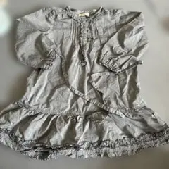 フリル 長袖 ワンピース グレー キッズのサムネイル