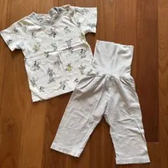 ディズニー Disney 半袖 パジャマ 腹巻きつきパンツ グレー 80センチ