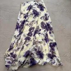 フレアスカート 花柄 イエロー・パープル