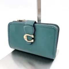 希少✨COACH レガシー　ターンロック　がま口　二つ折り財布　ターコイズブルー 希少✨COACH レガシー ターンロック がま口 二つ折り財布 ターコイズ