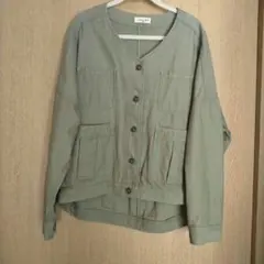 Samansa Mos2 オリーブグリーン ノーカラージャケット