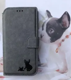 iphone14proフレンチブルドッグ親子焼印手帳ケース