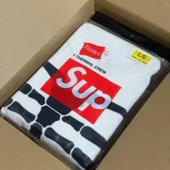 L Supreme Hanes Bones Thermal Crew ボーン 白