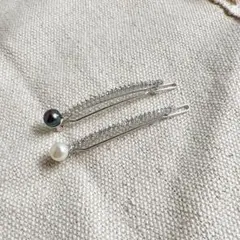 ストーン付きパールヘアピン2個セット ヘアアクセ キラキラ ゴージャス おしゃれ