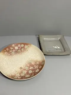 橘吉 たち吉 紅葉 大皿 鶴 角皿 和食器 2枚セット