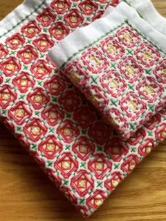 刺し子ふきん2枚完成品ハンドメイド