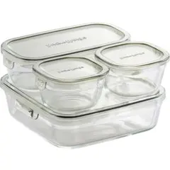 iwaki(イワキ) 耐熱ガラス 保存容器 4点セット