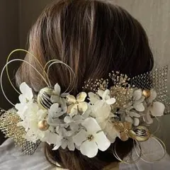 ｛グレー×ブラック｝ドライフラワー髪飾り♡卒業式　前撮り　成人式　袴　和装　花嫁