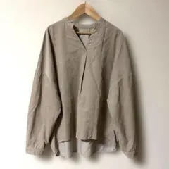 ベージュ Vネック 長袖シャツ コーデュロイ ゆったり