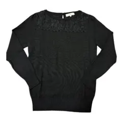 【美品】M-PREMIER バックレースニット ブラック　34pのサムネイル