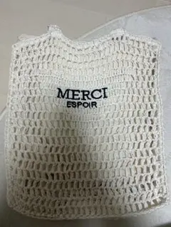MERCI ESPOIR ロゴ入り クロシェ編み トートバッグのサムネイル