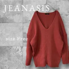 JEANASIS オレンジ Vネック ニットセーター　フリーサイズ　体型カバー