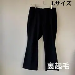 レディース裏起毛ストレッチパンツウエストゴムブラック黒Lサイズ