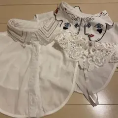 ホワイト ビーズ刺繍 つけ襟　3点セット