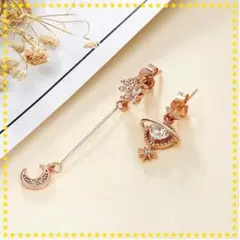 ♦︎ムーンスターピアス スワロフスキー ジルコニア アシンメトリー 月