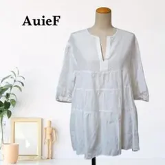 zC957【M】AuieF トップス チュニック ブラウス 綿シルク混 ホワイトのサムネイル