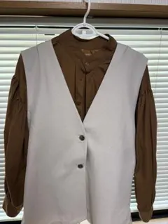 【400円引き‼️】ブラウンシャツ ブラウス+ジレセット