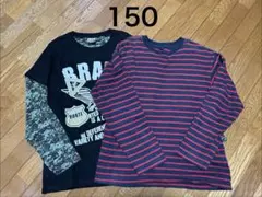 キッズ　長袖　ユニクロ　ボーダー　ロンT 長袖Tシャツ　赤紺　黒アーミー