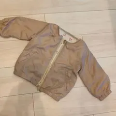 ベージュ チェリー柄 リバーシブル軽アウター 90cm