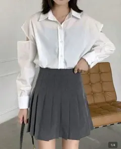 グレー プリーツ ミニスカートのサムネイル