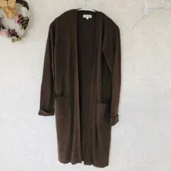 【美品】細見え　ブラウン ロングカーディガン Lサイズのサムネイル