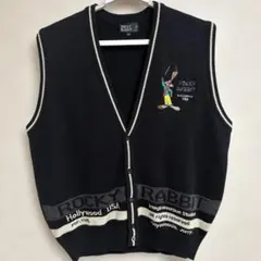 【良品】ROCKY RABIT LLサイズ　ラビット刺繍デザインベスト