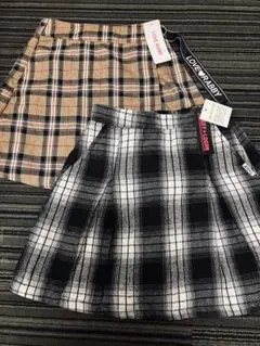 【新品タグ付き】チェック柄スカート(茶色&黒色)２枚セット