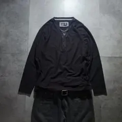 archive ribbed henley neck cut sew y2k 黒 archive ribbed henley neck cut sew y2k 黒 - メルカリ