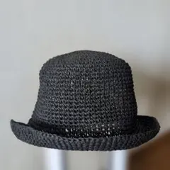 UNIQLO クロシェハット♣編み込み♣黒ブラック♣アジャスター付♣夏に涼しさを