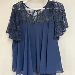 ネイビーフラワーレースパーティードレス