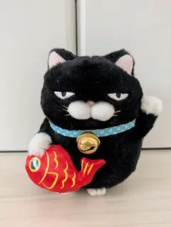 ひげまんじゅう招き猫BIG ぬいぐるみ 黒豆 - メルカリ