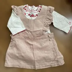 プティマインワンピースとプチバトー刺繍ブラウス