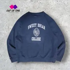 90s メキシコ製 JANSPORT カレッジプリントスウエット L ネイビー